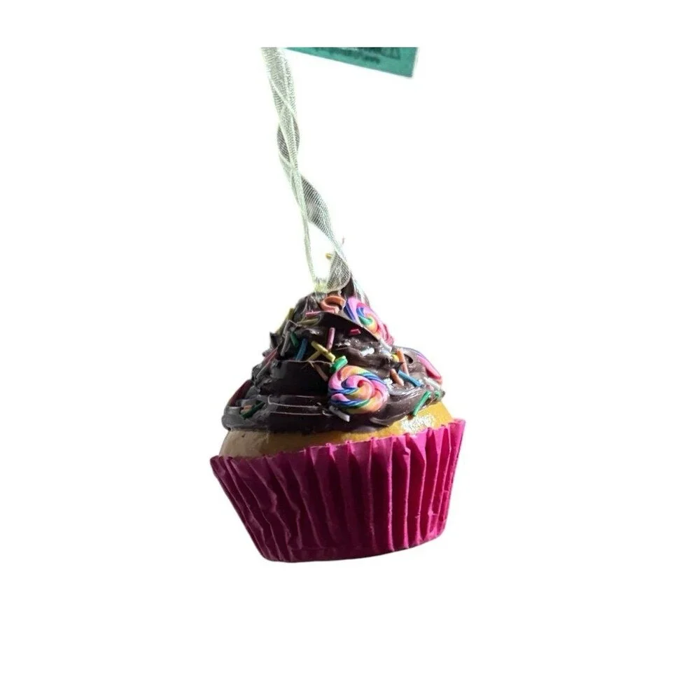 Kurt Adler foam cupcake Christmas Cupcake ornament rainbow sprinkles swirl